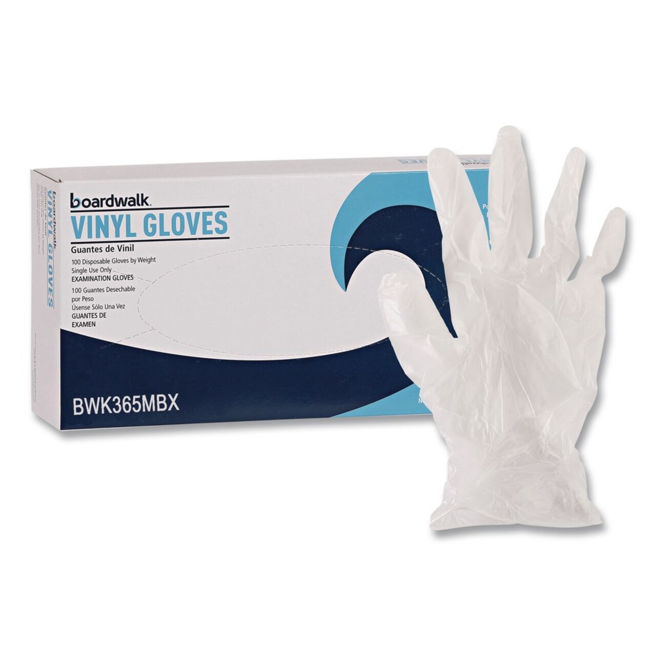 Boardwalk 2.6 mil 13 in. Long Powder-Free General Purpose Vinyl Gloves - Medium, Clear (100/Box)